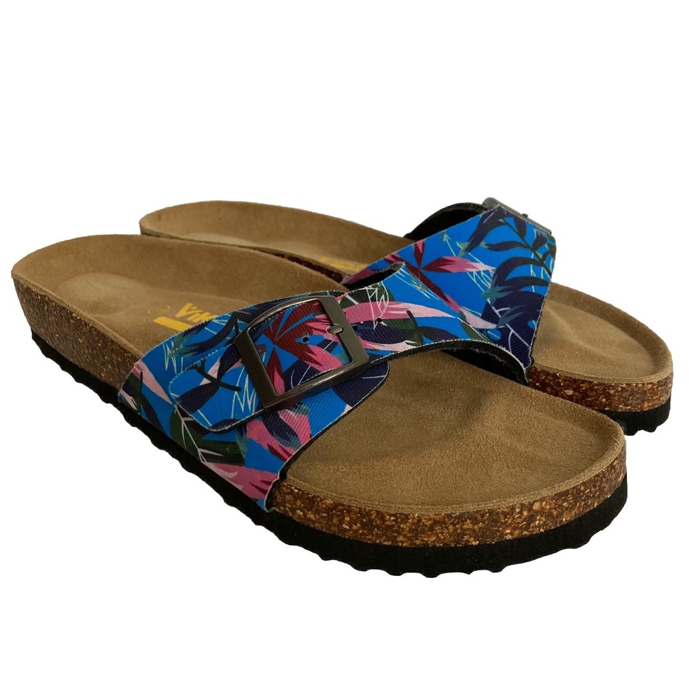 Viking Sandals Louise Floral Mule Slip On Suede Slide Sandals Sz 38 US 7 - 7.5